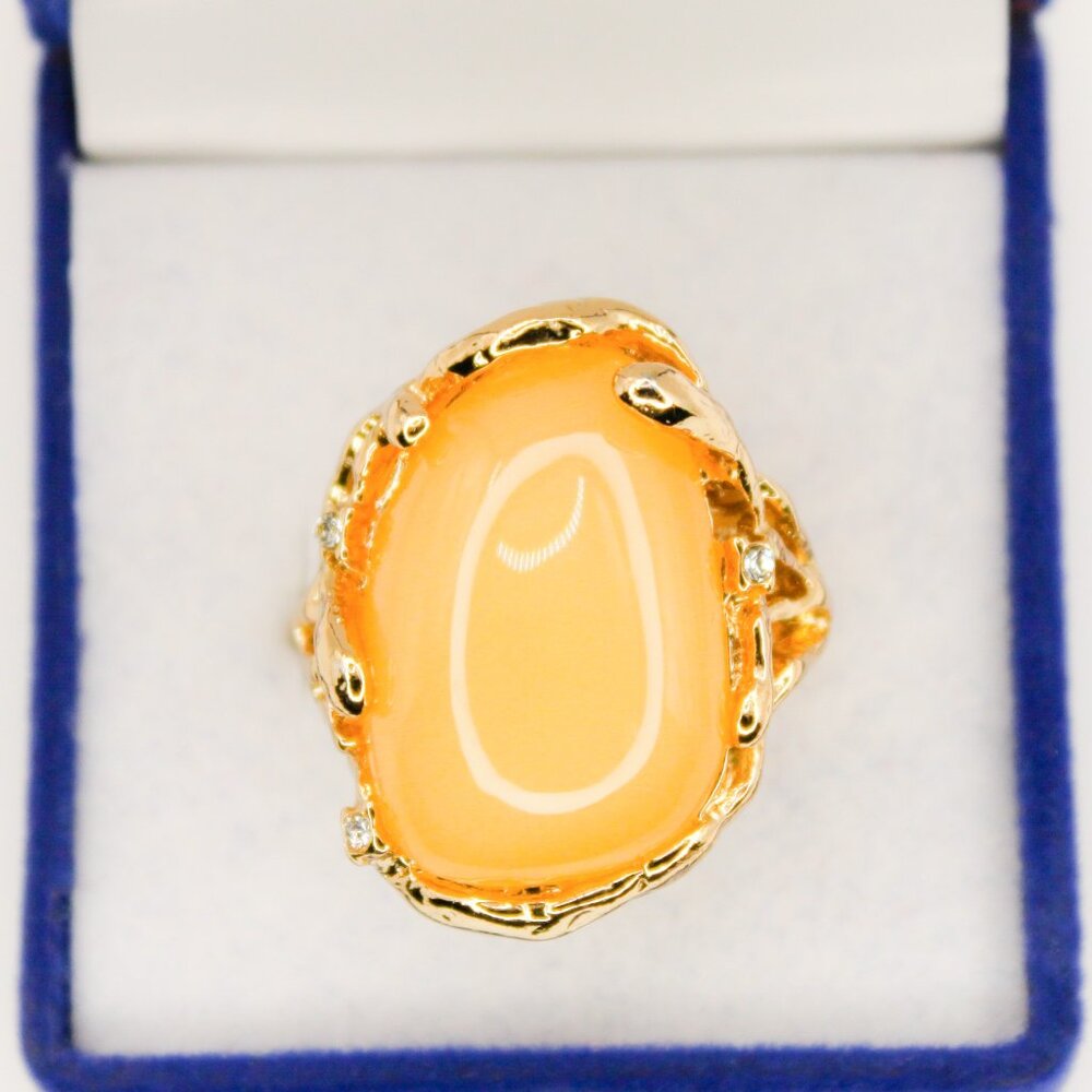 Park Lane Bellini Ring Gold Coral Wrapped Peach Cabochon